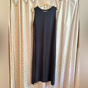 Eileen Fisher Navy Silk Sleeveless Sheath Maxi Dress